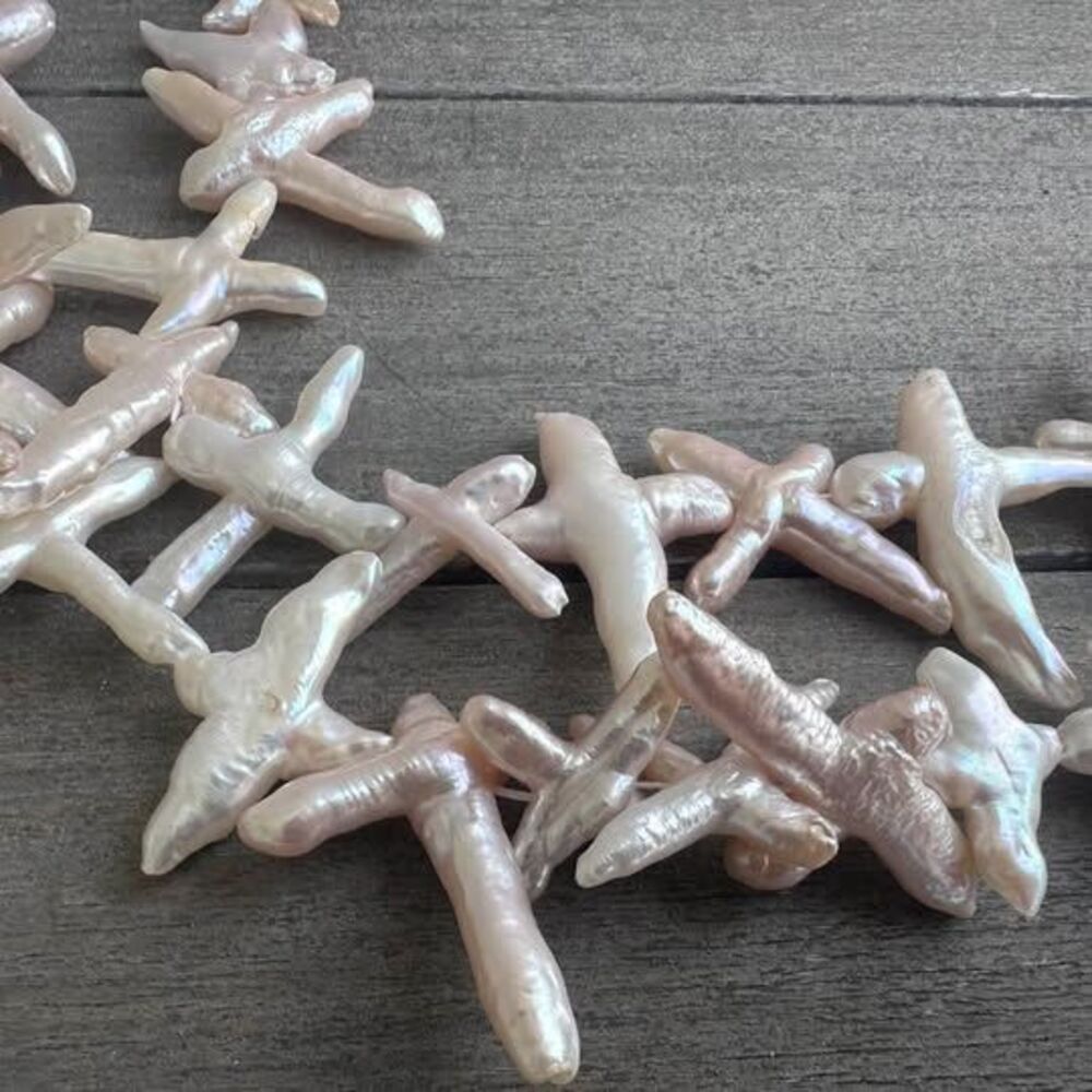 Cross Shaped Freshwater Baroque Pearls for DIY